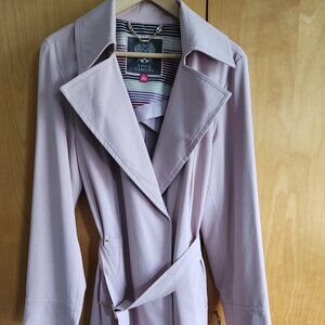 Vince Camuto belted drape coat in dusty pink